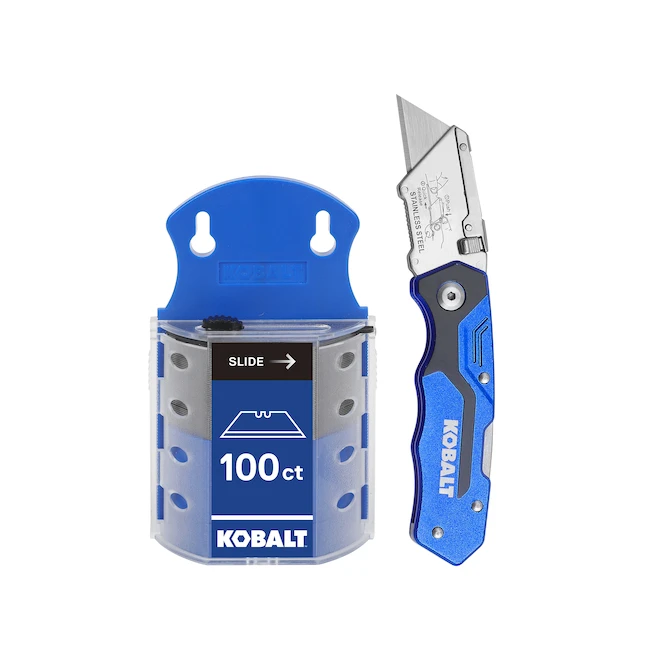 Couteau Utilitaire KOBALT Inox 100 Lames Noir/bleu 1 Couteau Utilitaire KOBALT Inox 100 Lames Noir/bleu