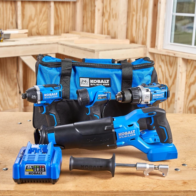 Ensemble De 4 Outils De 24 Volt Avec Batterie Li-ion Kobalt Sans Balai Avec étui Souple Avec Chargeur 5 Ensemble De 4 Outils De 24 Volt Avec Batterie Li-ion Kobalt Sans Balai Avec étui Souple Avec Chargeur – Image 5