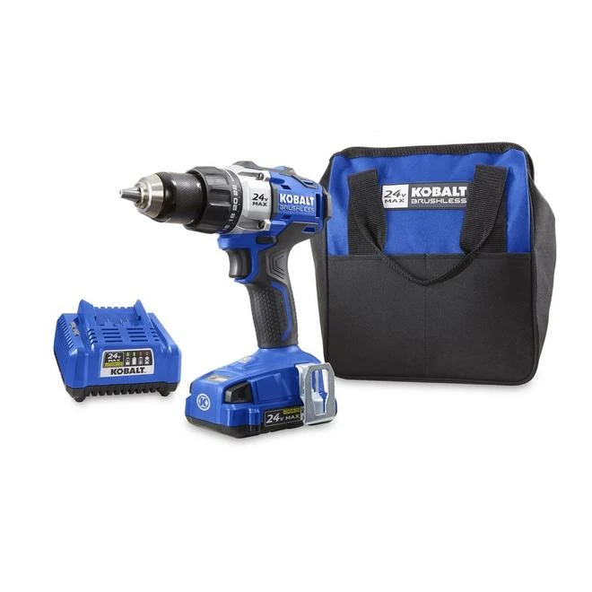 Ensemble De Perceuse-visseuse Kobalt 24 V Max, Mandrin De 1/2 Po, Moteur Sans Balai, Chargeur, Batterie Et Sac Inclus 1 Ensemble De Perceuse-visseuse Kobalt 24 V Max, Mandrin De 1/2 Po, Moteur Sans Balai, Chargeur, Batterie Et Sac Inclus
