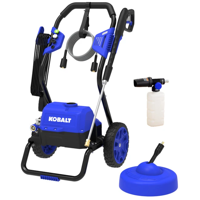 Laveuse à Pression électrique Avec Nettoyeur De Surface De 11 Po Par Kobalt, 2000 Lb/po², 1,1 Gal/min, Bleu 1 Laveuse à Pression électrique Avec Nettoyeur De Surface De 11 Po Par Kobalt, 2000 Lb/po², 1,1 Gal/min, Bleu